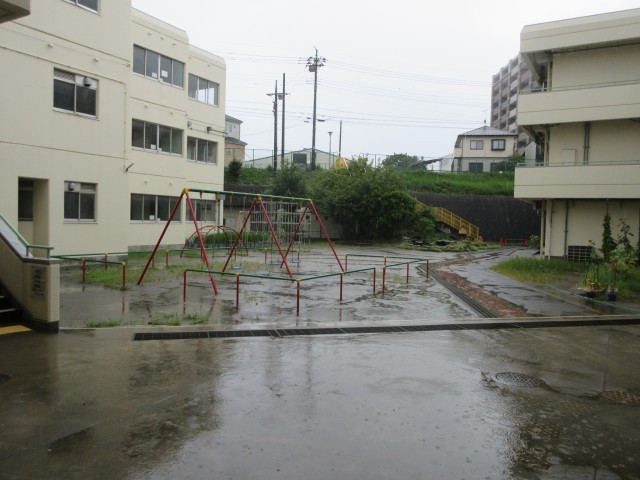 雨の中庭