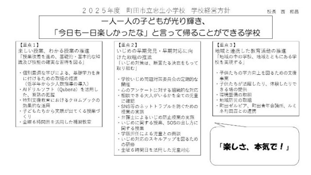 2025年度 学校経営方針